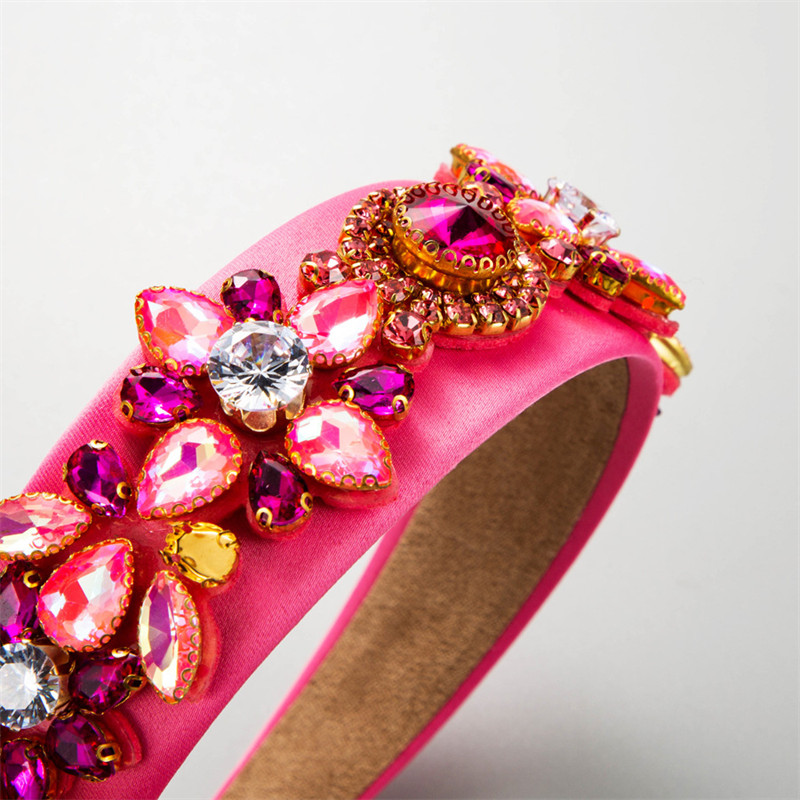 Retro Wide Edge Baroque Style Headband Inlaid Rhinestone Hair Hoop Fashion Women - 图片 7