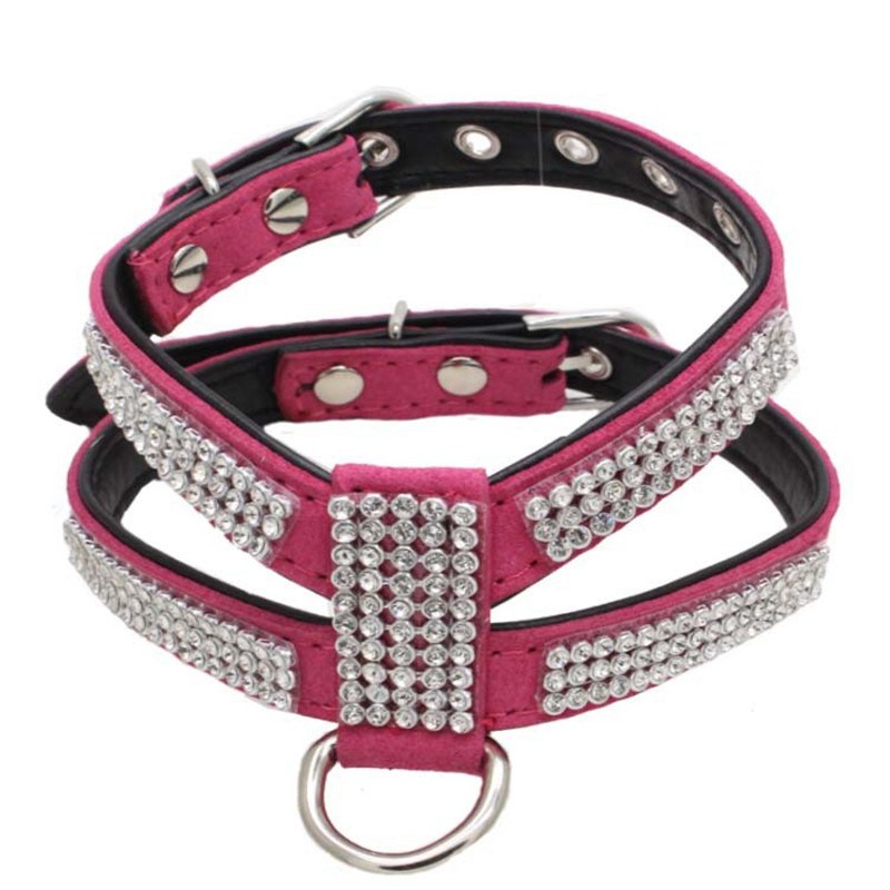 Dog Collar Adjustable Pet Products pet Necklace Dog Harness Leash Quick Release Bling Rhinestone 1 PC PU Leather - Image 11