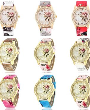 Ladies Girls Watch Crystal Quartz Womens Analogue Dress Leather Casual Gift