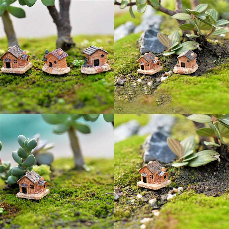 3pc Mini Small House Cottages DIY Toys Crafts Figure Fairy Garden Ornament Landscape Decor - Image 7