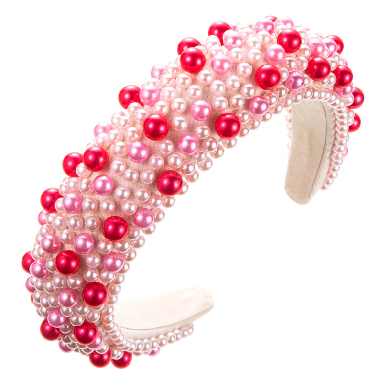 Headband Baroque Sponge Pearl Hair Accessories Women's Handmade Beaded Wide-Edged Fashion - 图片 10