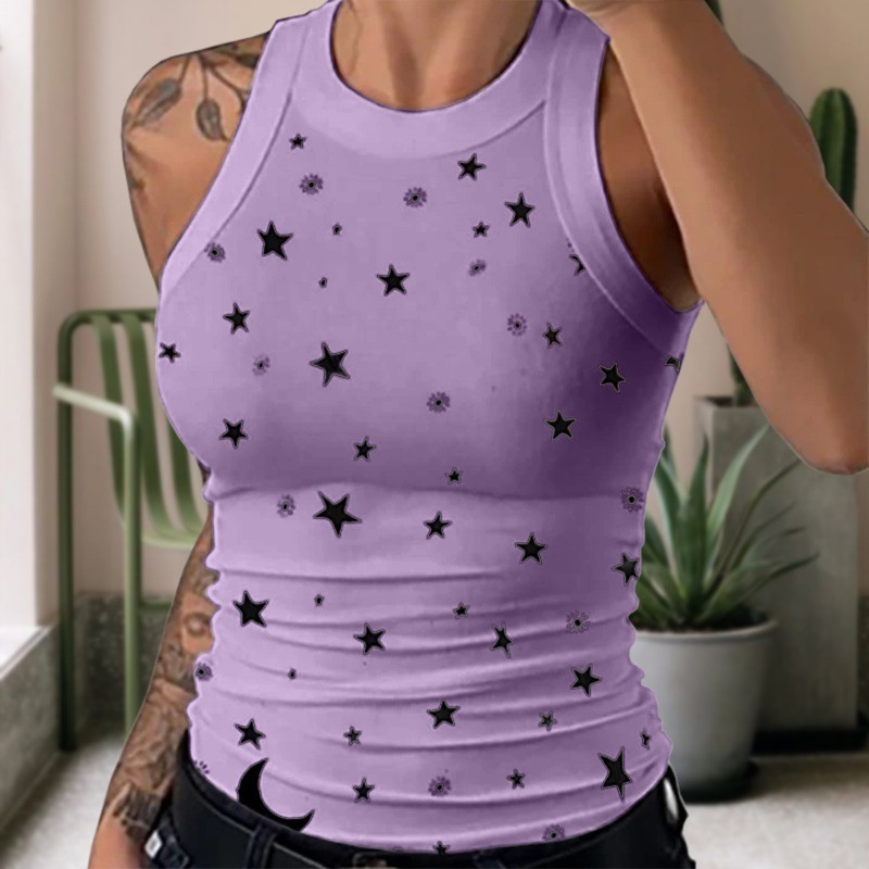 Cross-Border Digital Women's Printed Wear round Neck I-Shaped Vest Sexy Summer XINGX Printed Vest Top for Women - 图片 7