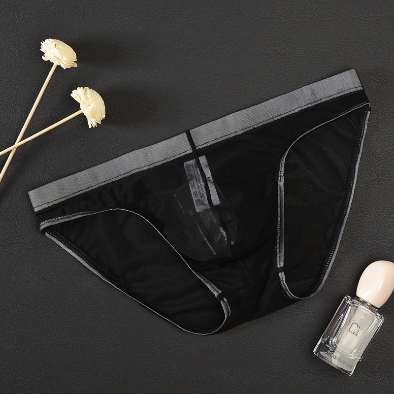 Junye Men's Mesh Thin Transparent Underwear Low Waist Sexy Bag Breathable Summer Nude Feel Briefs for Young Men - Image 3