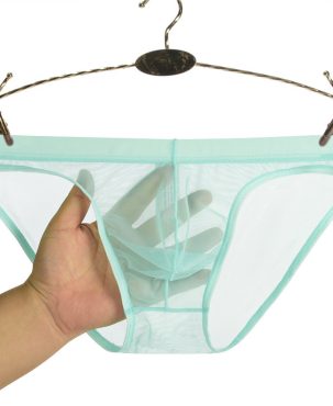 Junye Men's Mesh Thin Transparent Underwear Low Waist Sexy Bag Breathable Summer Nude Feel Briefs for Young Men