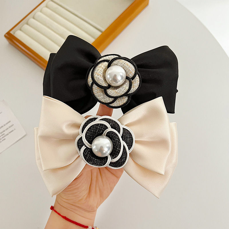 Pearl Camellia Hair Band Retro Classic Style Hair Accessories Barrettes Grip Shark Clip Headdress Fashion - 图片 6