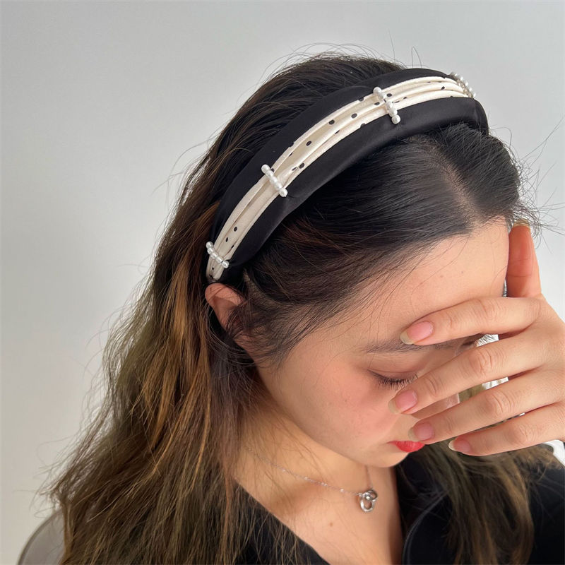 Headband Retro Satin Rhinestone Knotted Hairband Bow Barrettes Fashion Women Hair Accessory - 图片 12