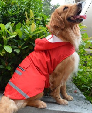 Pet Raincoat Double-Layer Big Dog Reflective Stripe Dog Clothes Dog Raincoat