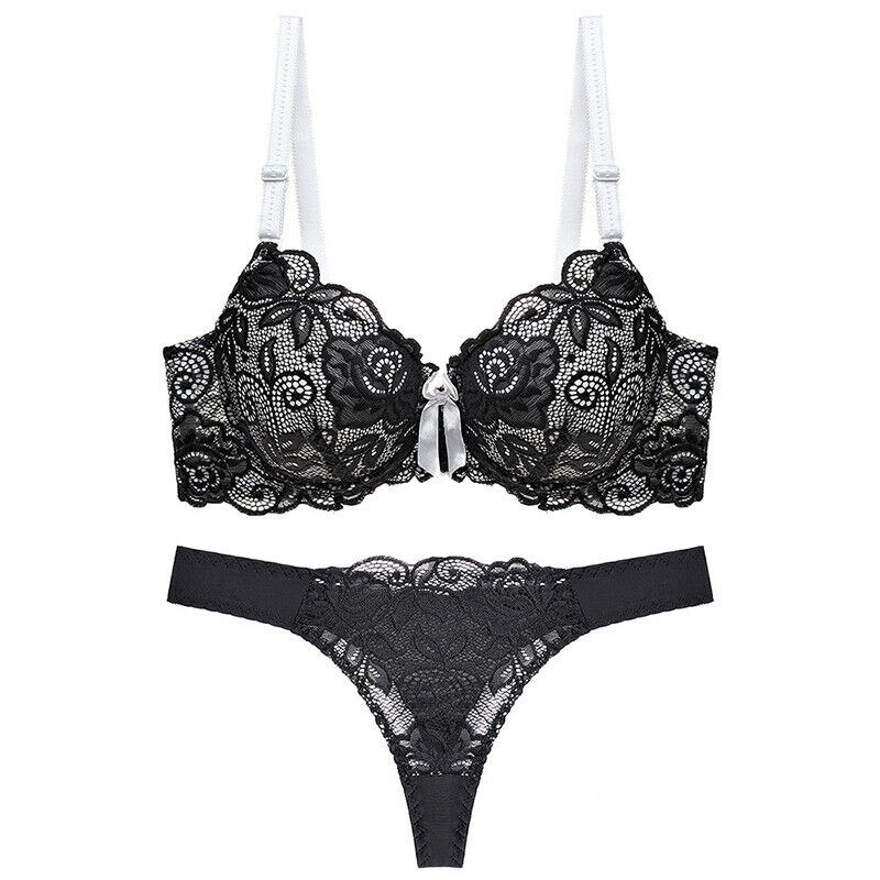 Sexy Women Push Up Bra Set Floral Lace Lingerie Bra & Thong Ladies Underwear BC - 图片 13