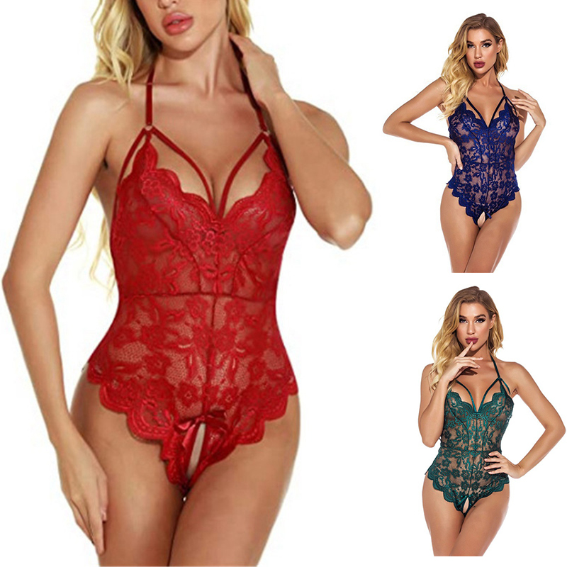 Women Ladies Sexy Lace Lingerie Nightwear Crotchless Babydoll Underwear Bodysuit - Image 14
