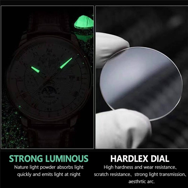 Men Watch Leather Waterproof Luminous Mens Quartz Wristwatch Casual Man Watches - 图片 3