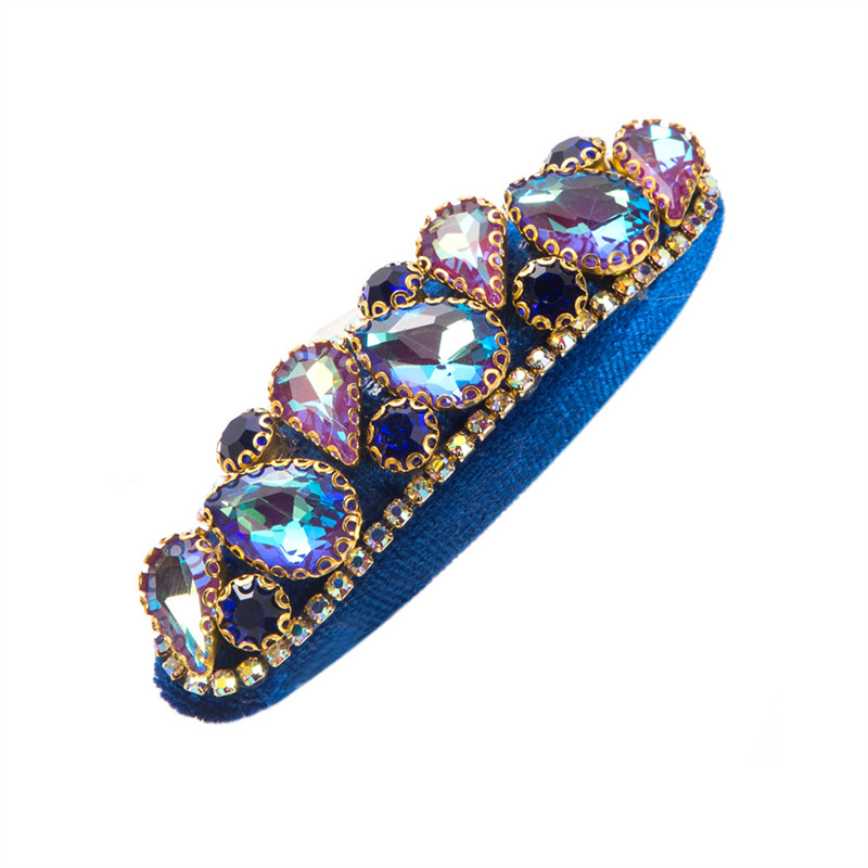 Retro Women's Side Bang Clip Broken Hair Hairpin Headband Super Shiny Glass Drill Sponge Barrettes - 图片 4