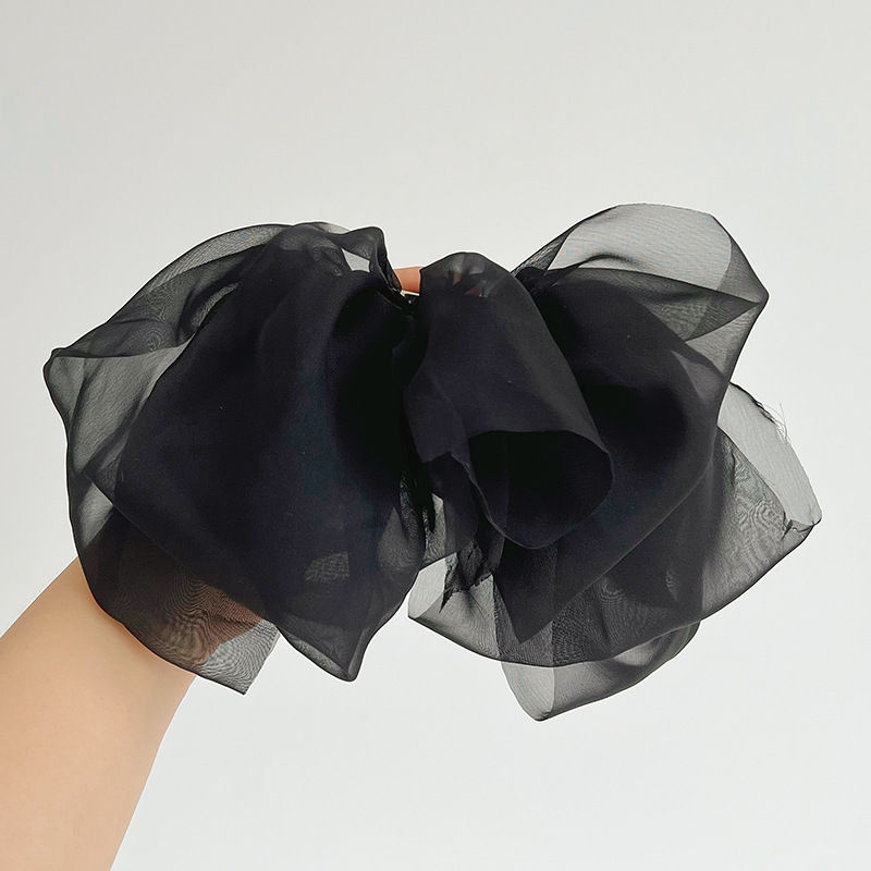 Multi-Layer Tulle Chiffon Large Bow Barrettes Ultra-Thin Pleated Spring Clip Hair Accessories - 图片 10