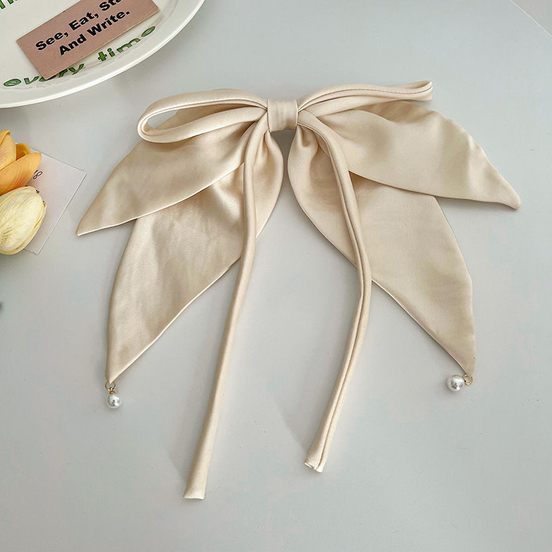 Solid Color Satin Fabric Ribbon Bowknot Barrettes Spring Clip Hair Accessories Fashion - 图片 10