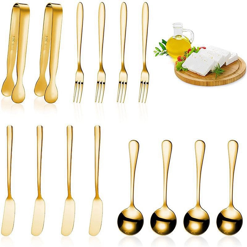 12Pcs/Set столовые приборы Cutlery Western Dessert Cutlery Ice Cream Spoon Long Handle Tableware Christmas Party Supplies - 图片 8