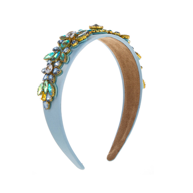 Retro Wide Edge Baroque Style Headband Inlaid Rhinestone Hair Hoop Fashion Women - 图片 12