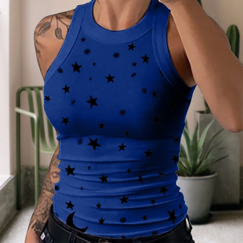 Cross-Border Digital Women's Printed Wear round Neck I-Shaped Vest Sexy Summer XINGX Printed Vest Top for Women - 图片 10