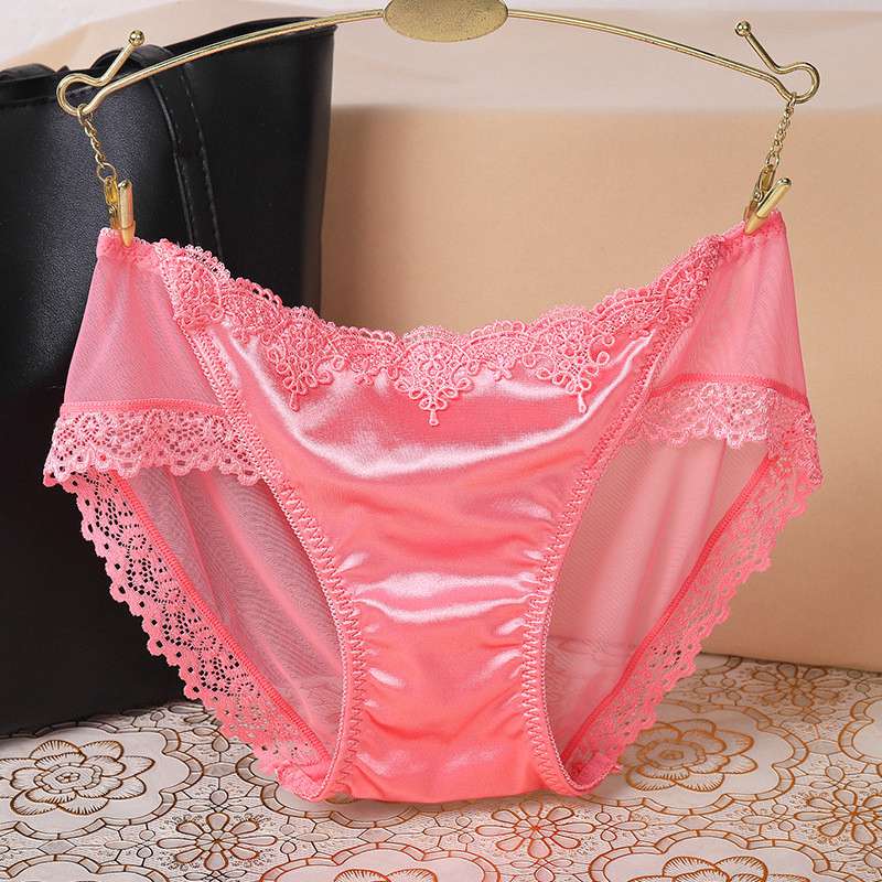Sexy Women Shiny Satin Lace Knickers Briefs Panties Seamless Underwear Lady - 图片 5