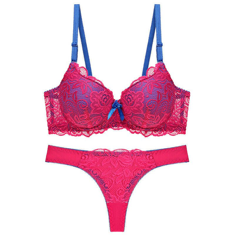 Sexy Women Push Up Bra Set Floral Lace Lingerie Bra & Thong Ladies Underwear BC - 图片 15