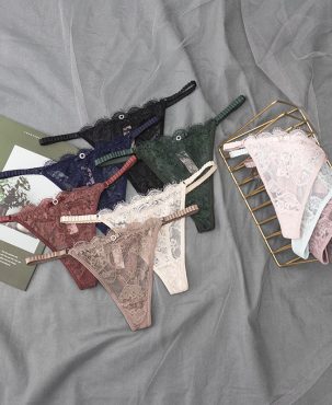 Cross-Border Foreign Trade Lace T Pants Thin Strap Hollow Temptation Underwear Sexy Cotton Stall Low Waist T-Back Women's Transparent Sexy