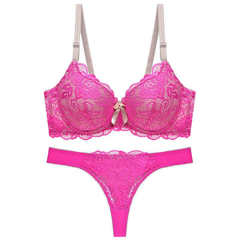 Sexy Women Push Up Bra Set Floral Lace Lingerie Bra & Thong Ladies Underwear BC - 图片 16