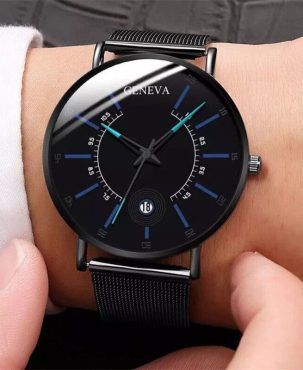 Men's Watches Red Ultra Thin Business Stainless Steel Mesh Quartz Watch Fashion