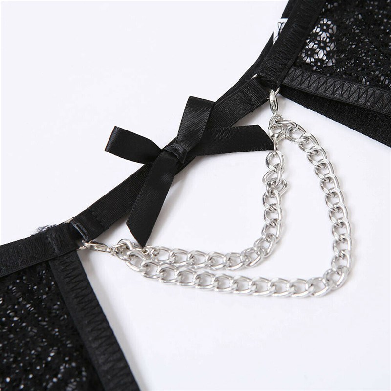 Sexy Women's Lace Bra Suspender Body Stocking Thong 3Pcs Set Underwear Lingerie - Image 34