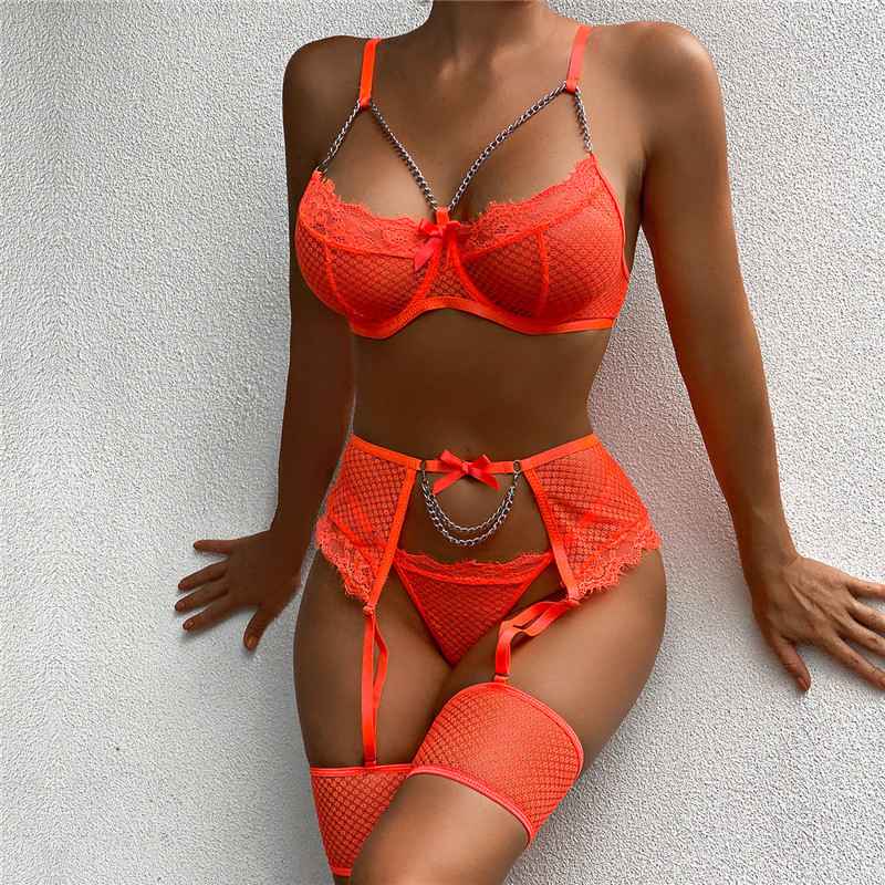 Sexy Women's Lace Bra Suspender Body Stocking Thong 3Pcs Set Underwear Lingerie - Image 36