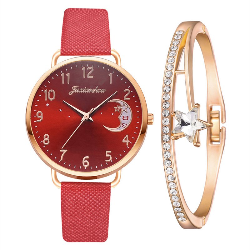 Ladies Womens Watch+Bracelet Fashion Leather Strap Quartz Wristwatch Xmas Gift - 图片 25