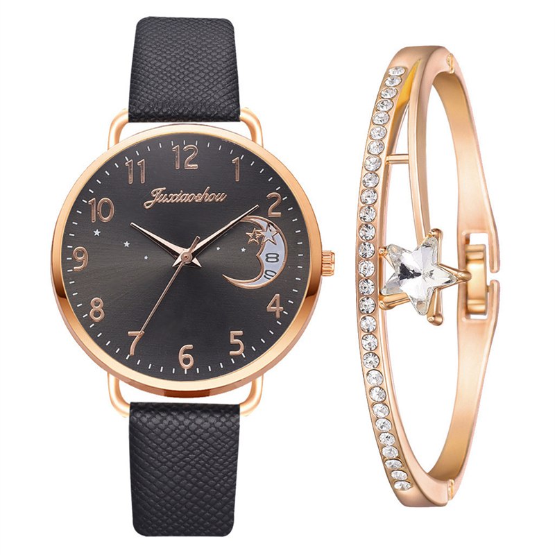 Ladies Womens Watch+Bracelet Fashion Leather Strap Quartz Wristwatch Xmas Gift - 图片 26