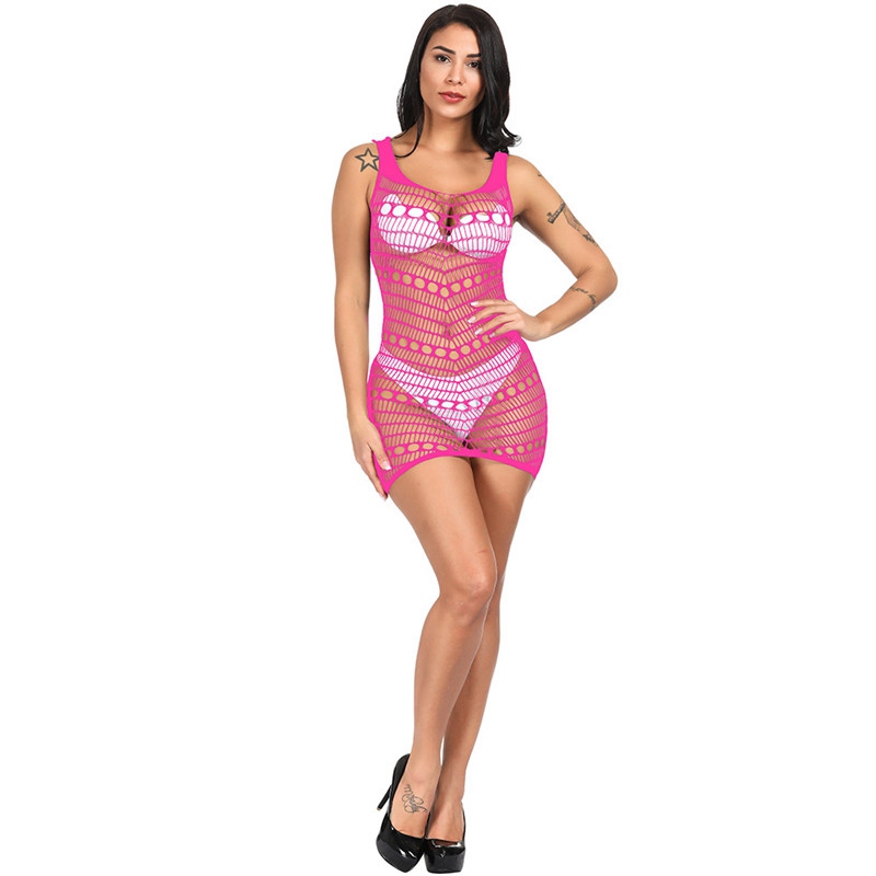 Sexy Women Fishnet Hollow Out Mesh See-through Chemise Babydoll Mini Dress Club - Image 23