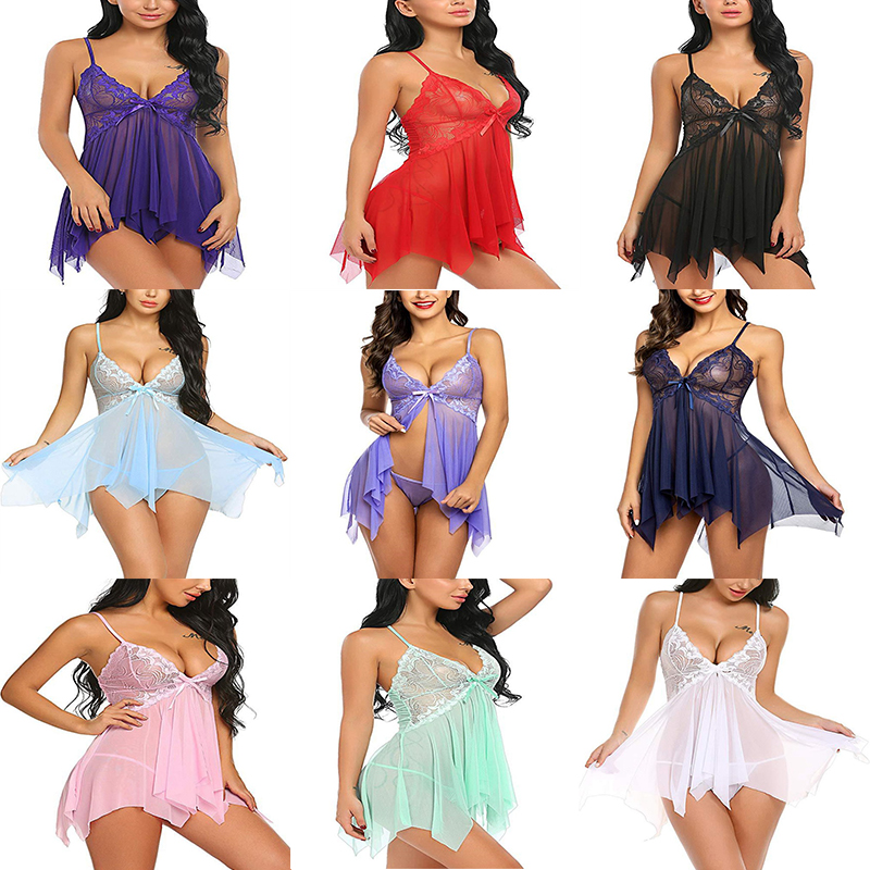 Women Ladies Sexy Valentine Lingerie Lace Babydoll Sleepwear Underwear Nightwear - 图片 30