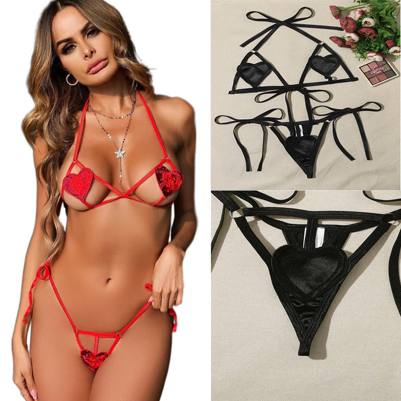 Womens Sexy Lingerie Lace Top Bra Ladies Thong Underwear Set Nightwear Sleepwear - Image 10