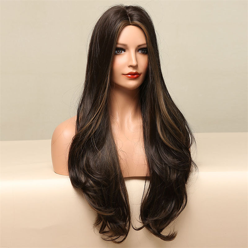 Wig Female Big Wave Long Curly Hair Cover Mid-Length Long Hair Black Dyed Full Head Cover Wigs - Image 7