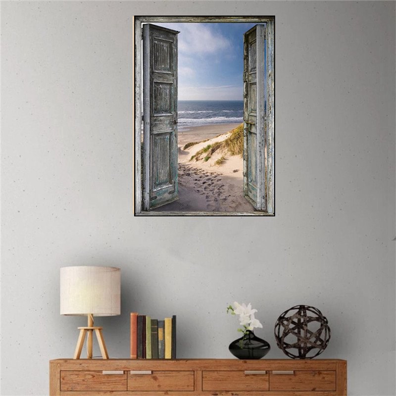Diamond Painting DIY 5D Full Drill Pushing Open Door And Sea Room Decor Gift - 图片 3