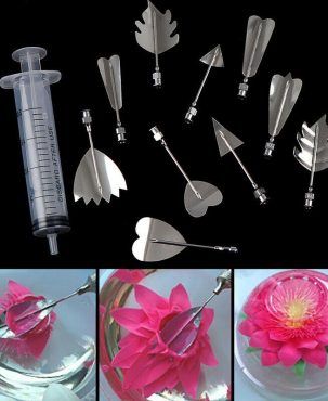 10PCS 3D Gelatin Jelly Art Pudding Flower Cake Decor Mould Needle Tools