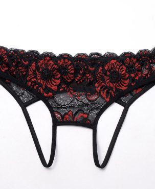 Women's Underwear Lace Low Waist Hot Temptation Sao Passion Open Crotch Sexy Summer Thin Breathable European and American T-Back
