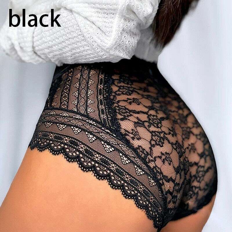 Women Sexy High Waist Underwear Briefs Panties Lace Sheer Lingerie Soft Knickers - 图片 9