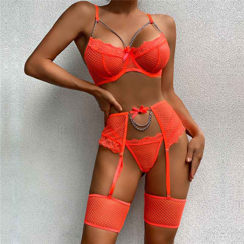 Sexy Women's Lace Bra Suspender Body Stocking Thong 3Pcs Set Underwear Lingerie - Image 39