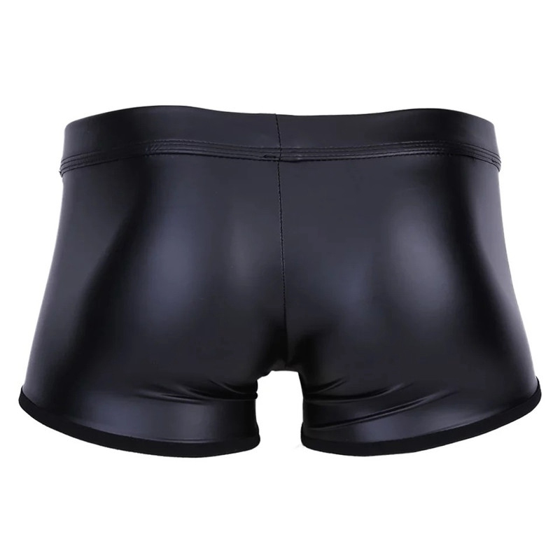 Sexy Lingerie Trunks Men Underwear Faux Leather Boxer Brief Shorts Underpants - 图片 3