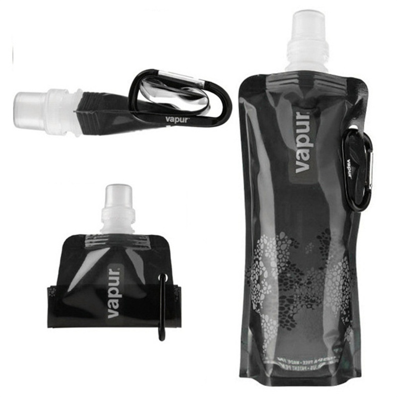 2 x 500ml Foldable Water Bottles Running Cycling Outdoor Reusable Folding Bottle - Image 3
