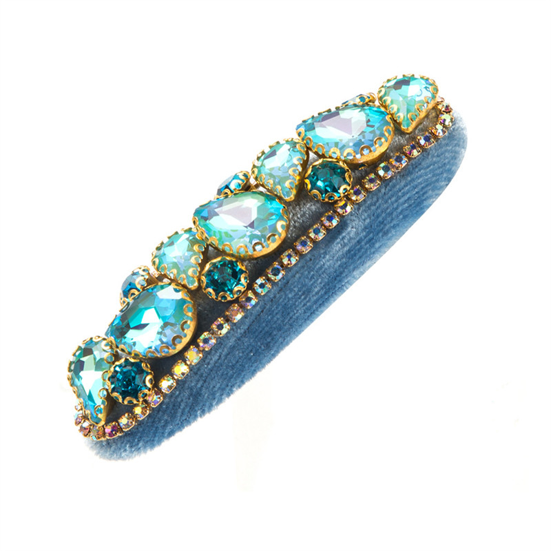 Retro Women's Side Bang Clip Broken Hair Hairpin Headband Super Shiny Glass Drill Sponge Barrettes - 图片 5