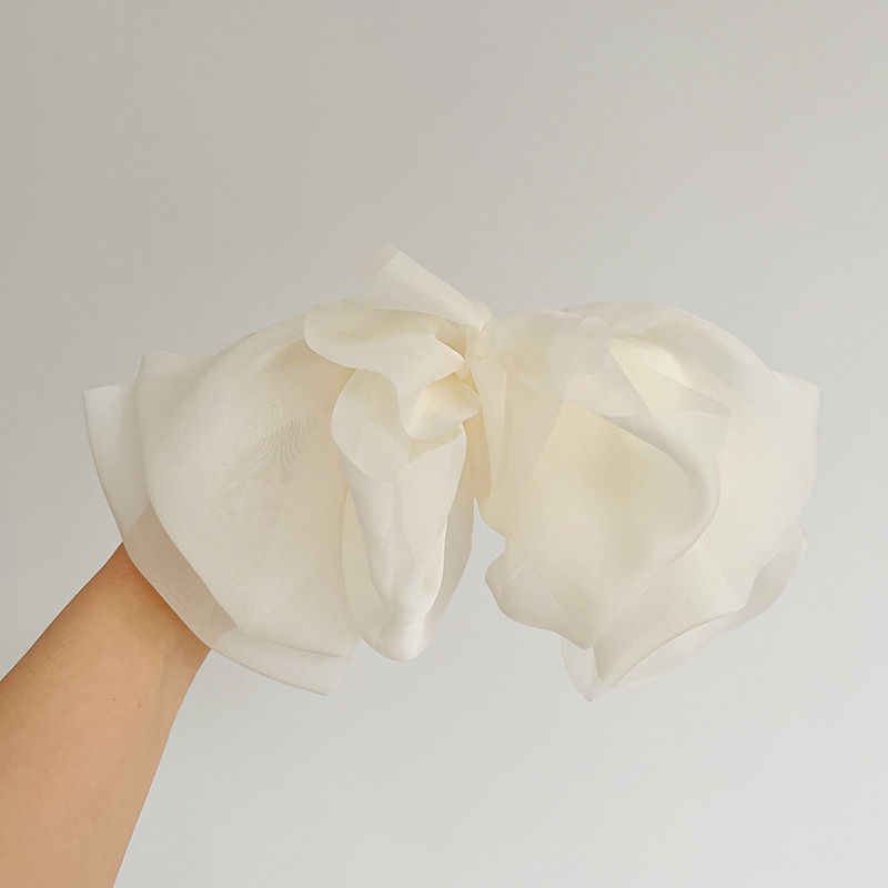 Multi-Layer Tulle Chiffon Large Bow Barrettes Ultra-Thin Pleated Spring Clip Hair Accessories - 图片 11