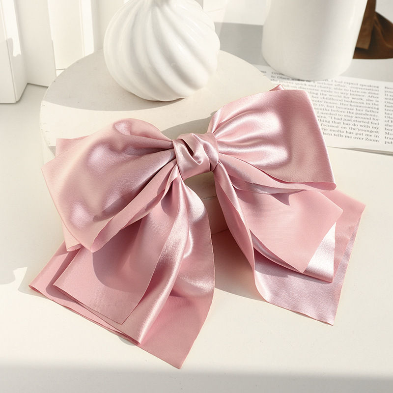 Clip Hair Accessories Women's Head Clip Textured Satin Multilayer Bow Barrettes Headband - 图片 12