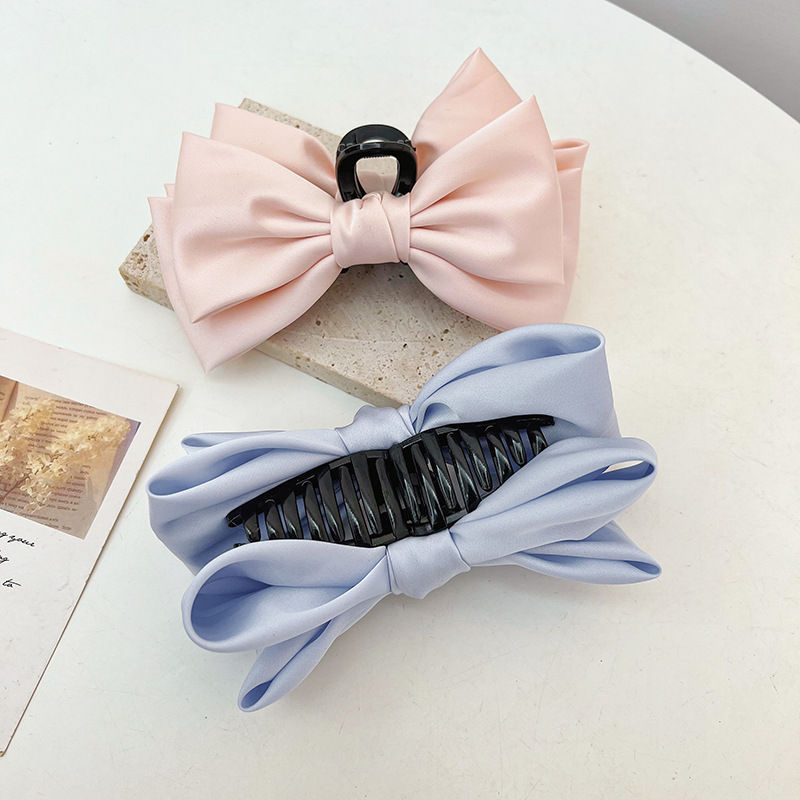 Solid Color Double-Sided Big Bow Hair Claw Headdress Shark Clip Barrettes Fashion Women - Image 11