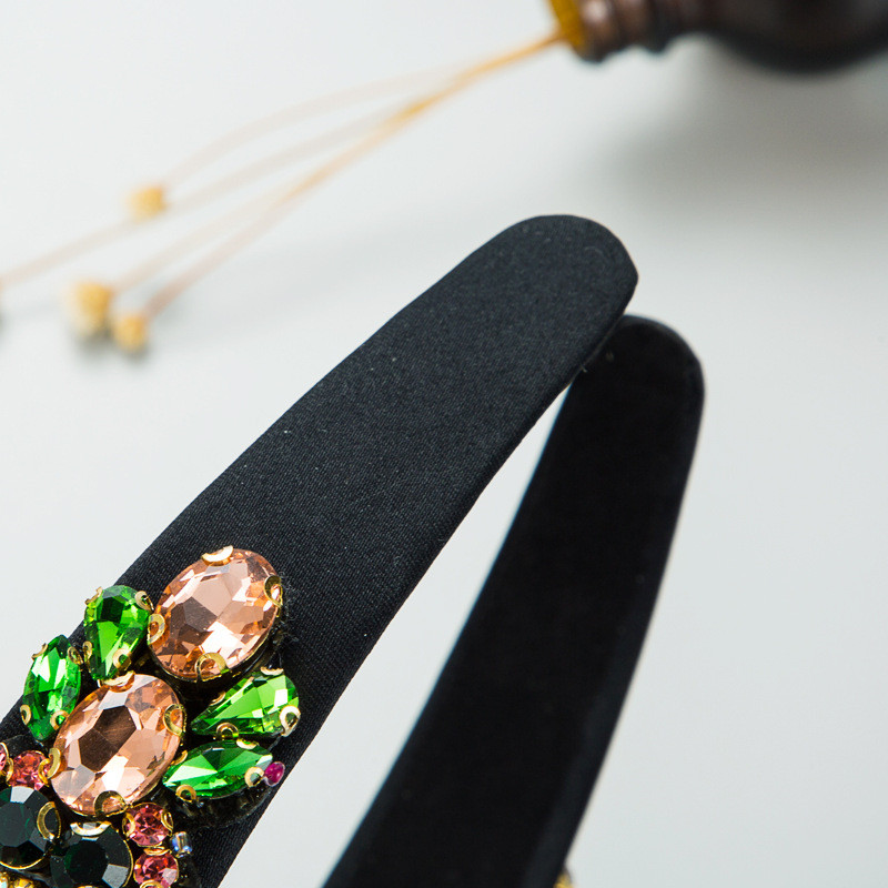 Headband Baroque Retro Exaggerated Color Glass Drill Flower Fashion Hair Accessory - 图片 3