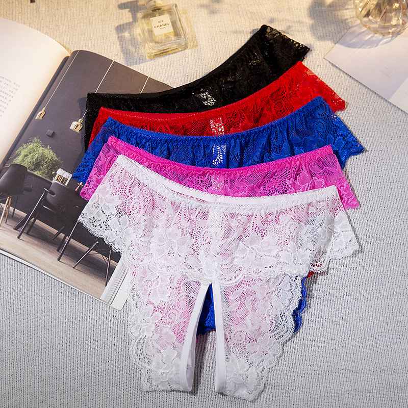 XL 2XL 3XL 4XL Plus Size Lingerie Sexy Transparent Panties Women Lace Crotchless Sex Thongs Female Erotic Panties