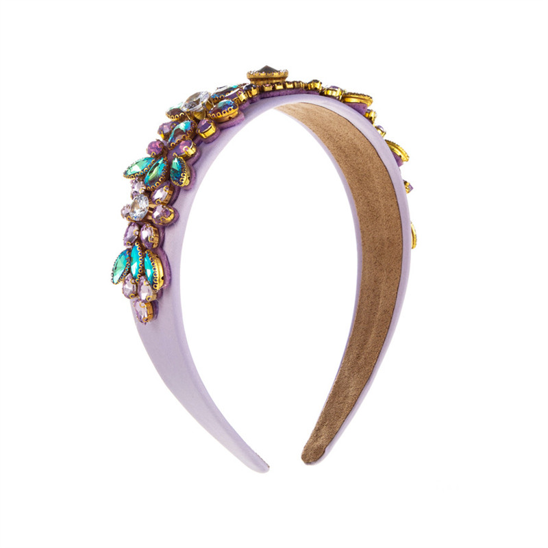 Retro Wide Edge Baroque Style Headband Inlaid Rhinestone Hair Hoop Fashion Women - 图片 14