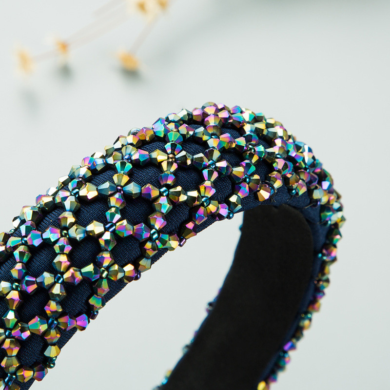 Fashion Elegant Handmade Beaded Crystal Sponge Headband Baroque Style Personality Trendy Headband Hairpin - Image 3