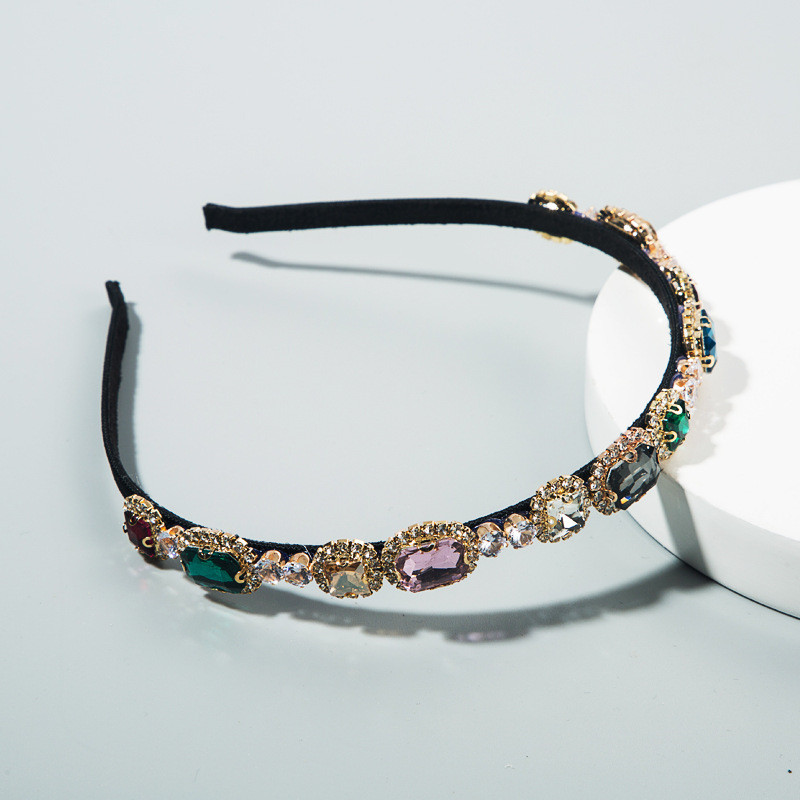 Simple Retro Headband Women's Rhinestone High Quality Thin Edges Baroque Style Headband Hairpin - 图片 3