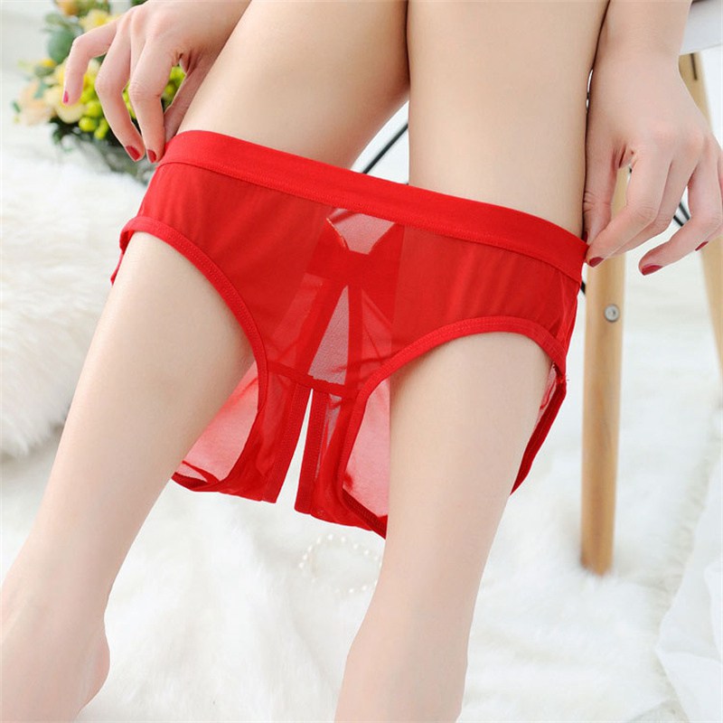 Underwear Sexy Lace Open Transparent Real Hot Sexy Hair Exposed Sheer Cutout Panties Female Sao 5007